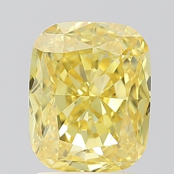 Loose Diamond - CUSHION MODIFIED 2.1ct Fancy Vivid Yellow SI1: Loose Diamond - CUSHION MODIFIED 2.1ct Fancy Vivid Yellow SI1 Source: This is a real non-mined Diamond that has been grown in a lab Shape: CUSHION MODIFIED Carats: 2.1 Color: Fancy Vivid Yellow Certif