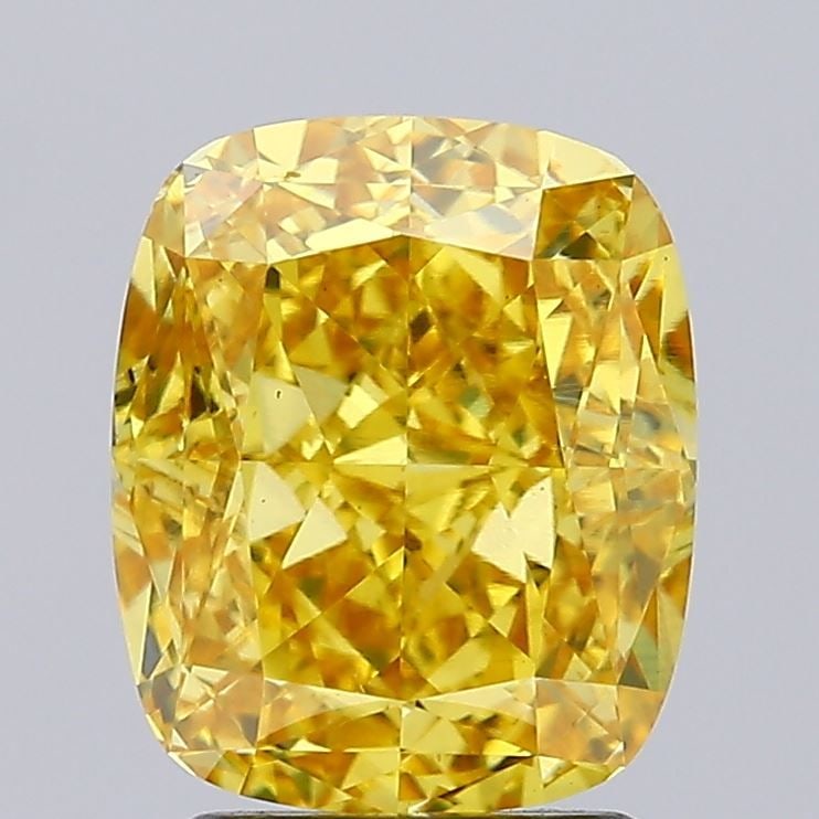 Loose Diamond - CUSHION MODIFIED 3.02ct Fancy Vivid Yellow VS1: Loose Diamond - CUSHION MODIFIED 3.02ct Fancy Vivid Yellow VS1 Source: This is a real non-mined Diamond that has been grown in a lab Shape: CUSHION MODIFIED Carats: 3.02 Color: Fancy Vivid Yellow Cert