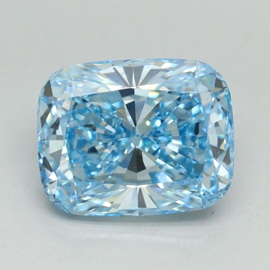 Loose Diamond - CUSHION BRILLIANT 2.17ct Fancy Vivid Blue VS1: Loose Diamond - CUSHION BRILLIANT 2.17ct Fancy Vivid Blue VS1 Source: This is a real non-mined Diamond that has been grown in a lab Shape: CUSHION BRILLIANT Carats: 2.17 Color: Fancy Vivid Blue Certif