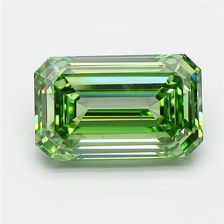 Loose Diamond - EMERALD 5.09ct Fancy Vivid Green VS2: Loose Diamond - EMERALD 5.09ct Fancy Vivid Green VS2 Source: This is a real non-mined Diamond that has been grown in a lab Shape: EMERALD Carats: 5.09 Color: Fancy Vivid Green Certification: IGI Video