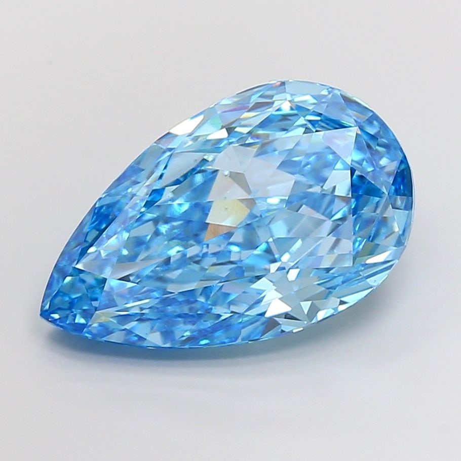 Loose Diamond - PEAR 15.06ct Fancy Vivid Blue VS1: Loose Diamond - PEAR 15.06ct Fancy Vivid Blue VS1 Source: This is a real non-mined Diamond that has been grown in a lab Shape: PEAR Carats: 15.06 Color: Fancy Vivid Blue Certification: IGI Video: