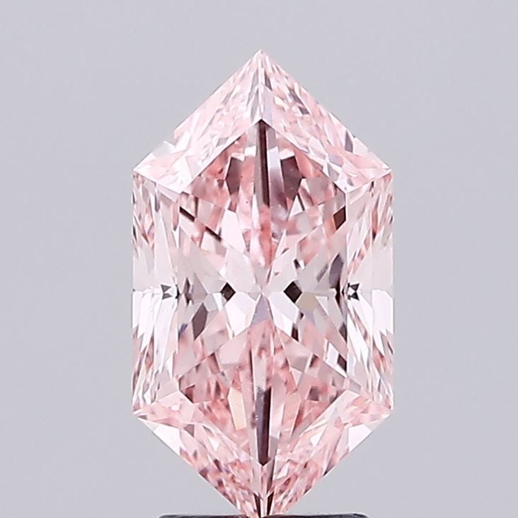 Loose Diamond - HEXAGONAL 2.5ct Fancy Vivid Pink VS1: Loose Diamond - HEXAGONAL 2.5ct Fancy Vivid Pink VS1 Source: This is a real non-mined Diamond that has been grown in a lab Shape: HEXAGONAL Carats: 2.5 Color: Fancy Vivid Pink Certification: IGI Video