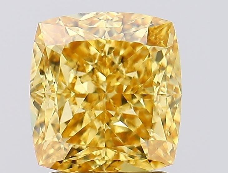 Loose Diamond - CUSHION MODIFIED 2.51ct Fancy Vivid Yellow VS2: Loose Diamond - CUSHION MODIFIED 2.51ct Fancy Vivid Yellow VS2 Source: This is a real non-mined Diamond that has been grown in a lab Shape: CUSHION MODIFIED Carats: 2.51 Color: Fancy Vivid Yellow Cert