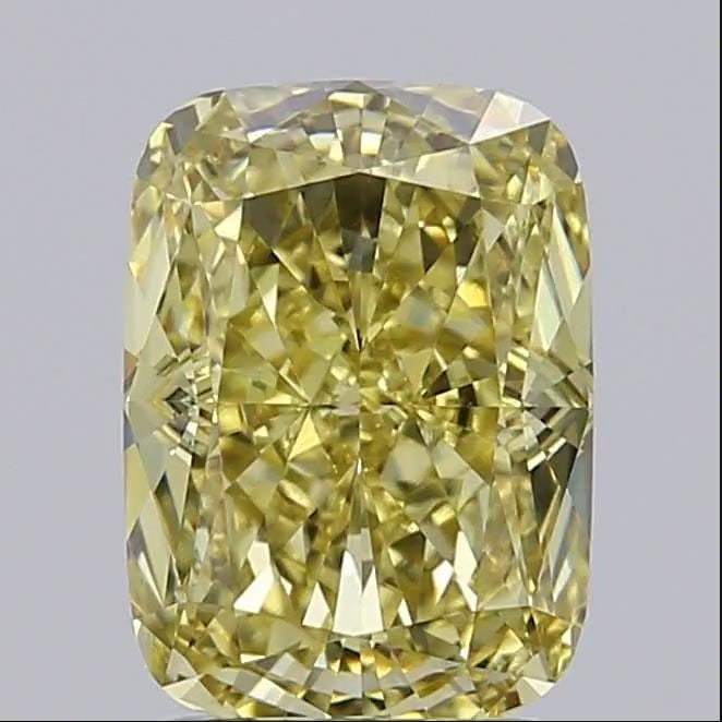 Loose Diamond - CUSHION MODIFIED 2.07ct Fancy Intense Yellow VS1: Loose Diamond - CUSHION MODIFIED 2.07ct Fancy Intense Yellow VS1 Source: This is a real non-mined Diamond that has been grown in a lab Shape: CUSHION MODIFIED Carats: 2.07 Color: Fancy Intense Yellow 