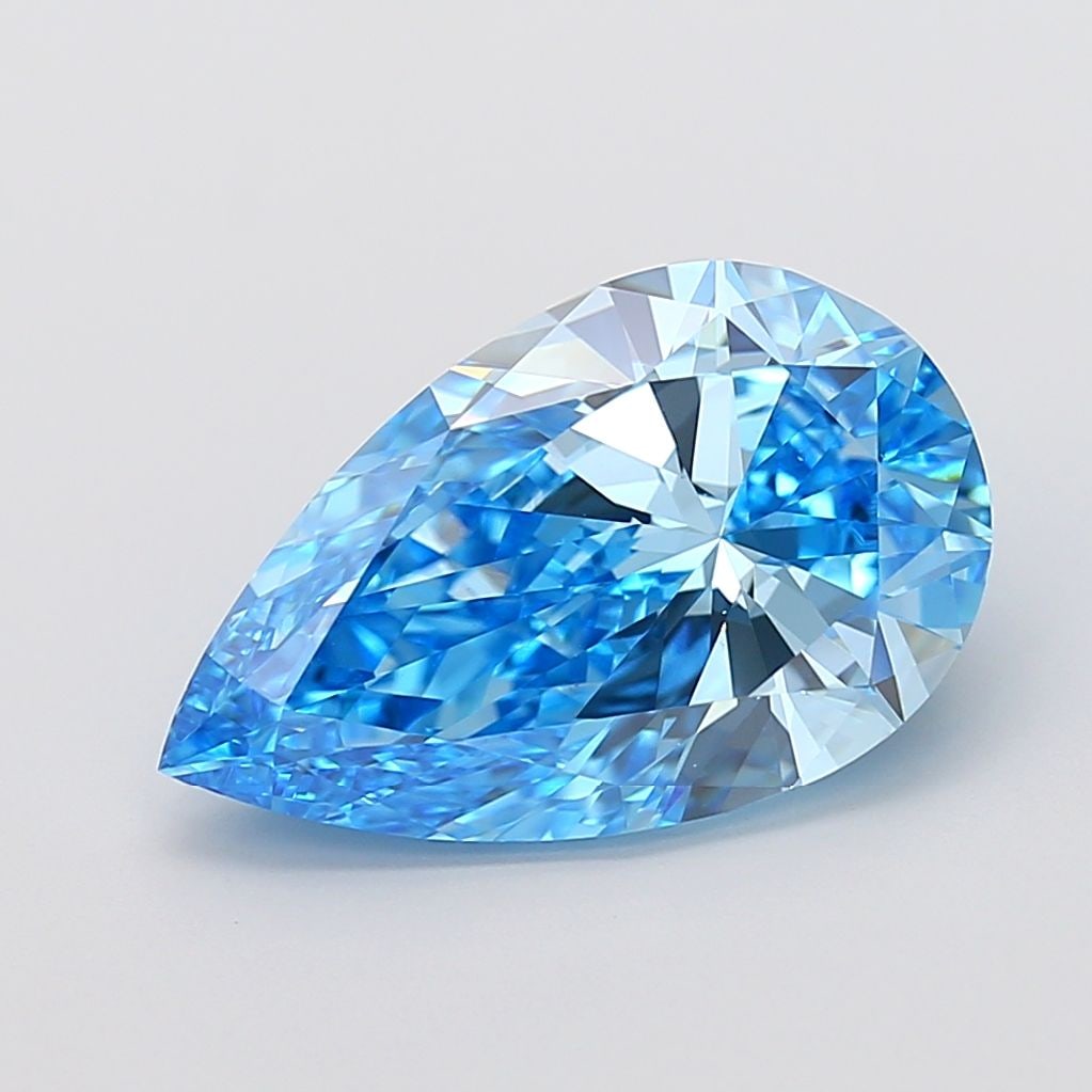 Loose Diamond - PEAR 7.02ct Fancy Vivid Blue VS1: Loose Diamond - PEAR 7.02ct Fancy Vivid Blue VS1 Source: This is a real non-mined Diamond that has been grown in a lab Shape: PEAR Carats: 7.02 Color: Fancy Vivid Blue Certification: IGI Video: