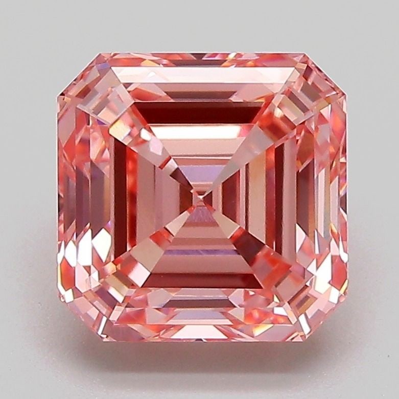 Loose Diamond - ASSCHER 3.1ct Fancy Vivid Pink VVS2: Loose Diamond - ASSCHER 3.1ct Fancy Vivid Pink VVS2 Source: This is a real non-mined Diamond that has been grown in a lab Shape: ASSCHER Carats: 3.1 Color: Fancy Vivid Pink Certification: IGI Video: