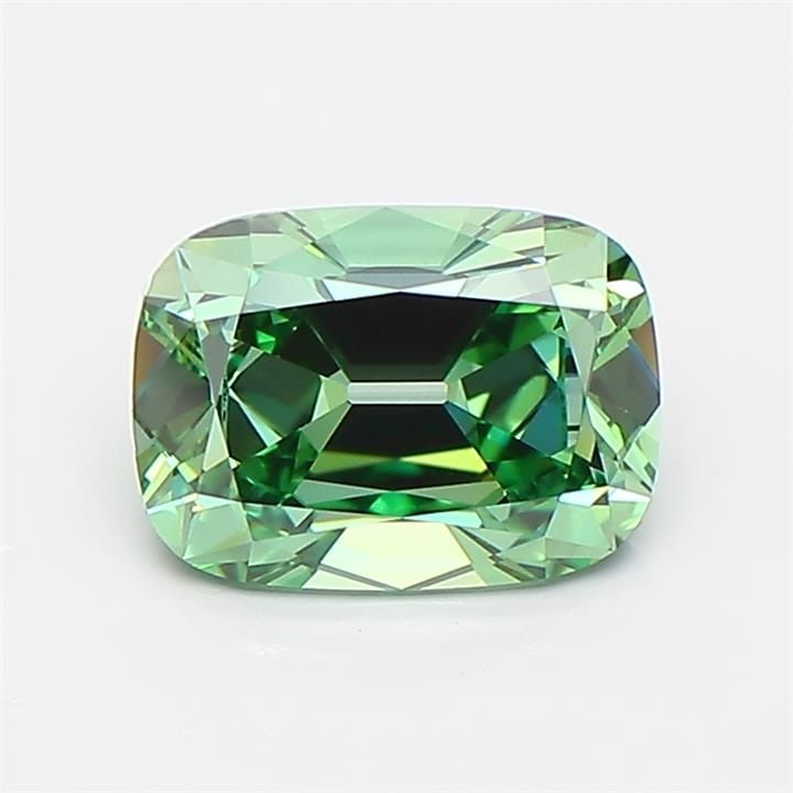 Loose Diamond - CUSHION BRILLIANT 1.42ct Fancy Vivid Green VVS2: Loose Diamond - CUSHION BRILLIANT 1.42ct Fancy Vivid Green VVS2 Source: This is a real non-mined Diamond that has been grown in a lab Shape: CUSHION BRILLIANT Carats: 1.42 Color: Fancy Vivid Green Cer