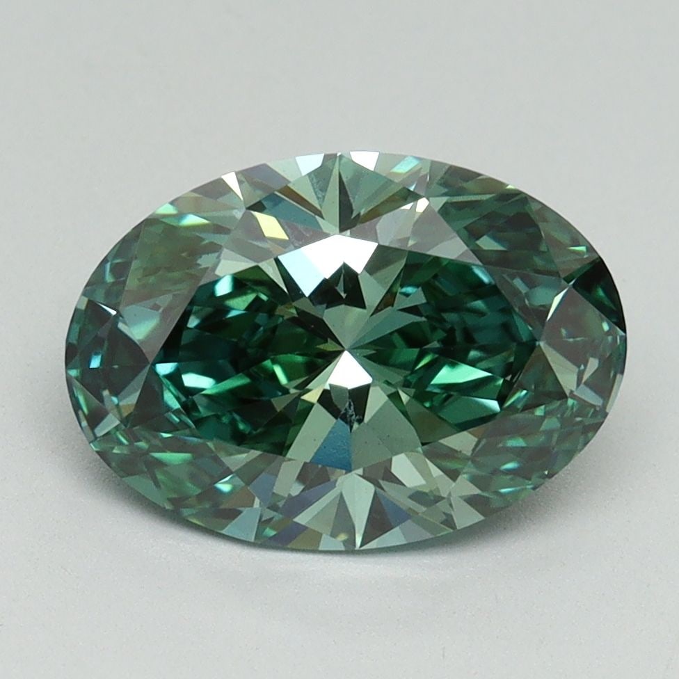 Loose Diamond - OVAL 2.33ct Fancy Vivid Green VS1: Loose Diamond - OVAL 2.33ct Fancy Vivid Green VS1 Source: This is a real non-mined Diamond that has been grown in a lab Shape: OVAL Carats: 2.33 Color: Fancy Vivid Green Certification: IGI Video: