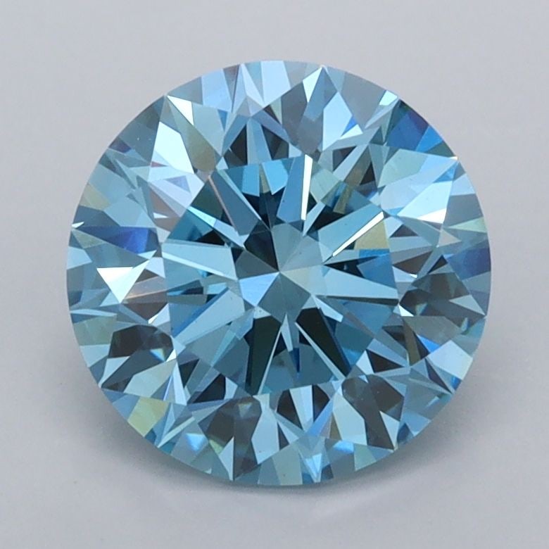 Ideal Loose Diamond - ROUND 2.09ct Fancy Vivid Blue VVS2: Ideal Loose Diamond - ROUND 2.09ct Fancy Vivid Blue VVS2 Source: This is a real non-mined Diamond that has been grown in a lab Shape: ROUND Carats: 2.09 Color: Fancy Vivid Blue Certification: IGI Vide