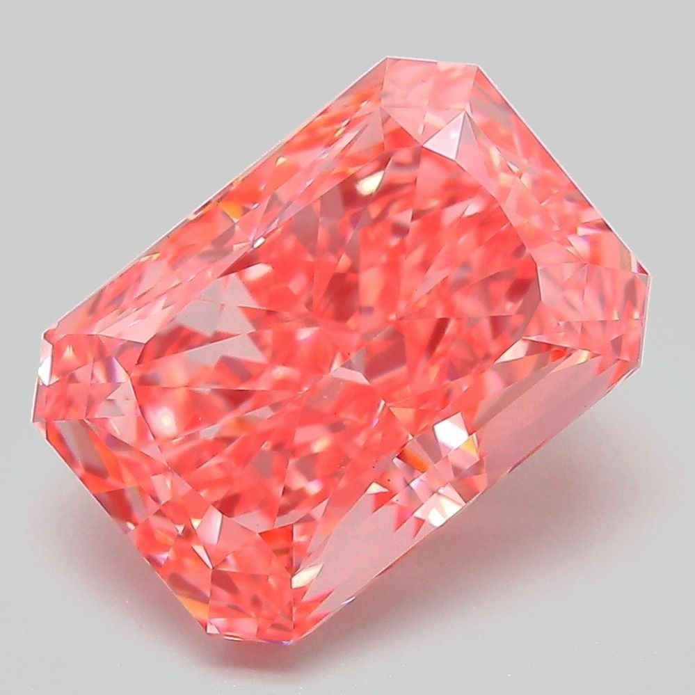 Loose Diamond - RADIANT 5.08ct Fancy Vivid Pink VS1: Loose Diamond - RADIANT 5.08ct Fancy Vivid Pink VS1 Source: This is a real non-mined Diamond that has been grown in a lab Shape: RADIANT Carats: 5.08 Color: Fancy Vivid Pink Certification: IGI Video: