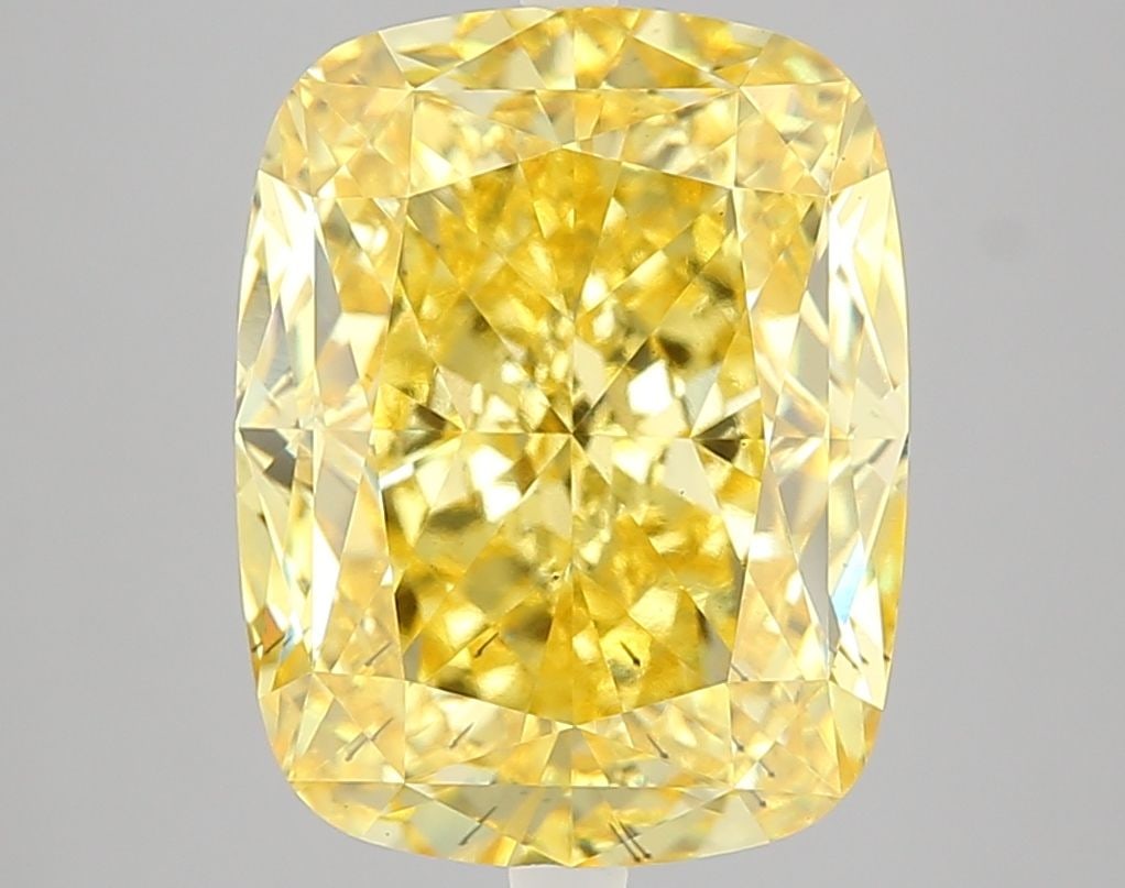 Loose Diamond - CUSHION MODIFIED 8.08ct Fancy Vivid Yellow SI1: Loose Diamond - CUSHION MODIFIED 8.08ct Fancy Vivid Yellow SI1 Source: This is a real non-mined Diamond that has been grown in a lab Shape: CUSHION MODIFIED Carats: 8.08 Color: Fancy Vivid Yellow Cert