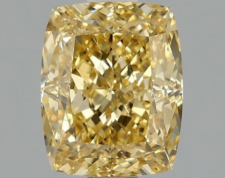Loose Diamond - CUSHION MODIFIED 1.59ct Fancy Intense Yellow VS2: Loose Diamond - CUSHION MODIFIED 1.59ct Fancy Intense Yellow VS2 Source: This is a real non-mined Diamond that has been grown in a lab Shape: CUSHION MODIFIED Carats: 1.59 Color: Fancy Intense Yellow 