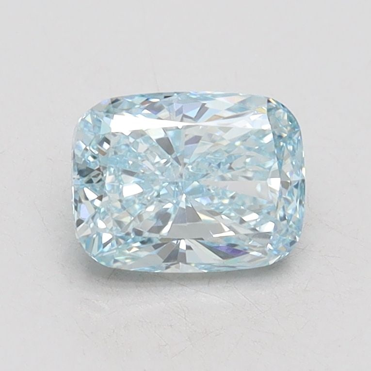 Loose Diamond - CUSHION BRILLIANT 0.95ct Fancy Intense Greenish Blue VVS2: Loose Diamond - CUSHION BRILLIANT 0.95ct Fancy Intense Greenish Blue VVS2 Source: This is a real non-mined Diamond that has been grown in a lab Shape: CUSHION BRILLIANT Carats: 0.95 Color: Fancy Inten