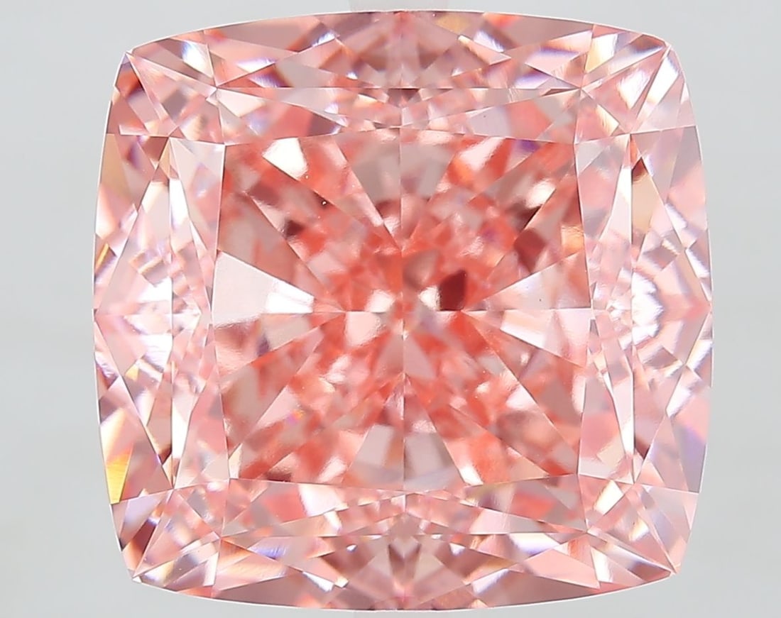 Loose Diamond - CUSHION MODIFIED 16.07ct Fancy Vivid Pink VVS2: Loose Diamond - CUSHION MODIFIED 16.07ct Fancy Vivid Pink VVS2 Source: This is a real non-mined Diamond that has been grown in a lab Shape: CUSHION MODIFIED Carats: 16.07 Color: Fancy Vivid Pink Certi