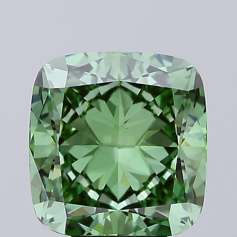 Loose Diamond - CUSHION MODIFIED 5.09ct Fancy Vivid Green VS1: Loose Diamond - CUSHION MODIFIED 5.09ct Fancy Vivid Green VS1 Source: This is a real non-mined Diamond that has been grown in a lab Shape: CUSHION MODIFIED Carats: 5.09 Color: Fancy Vivid Green Certif