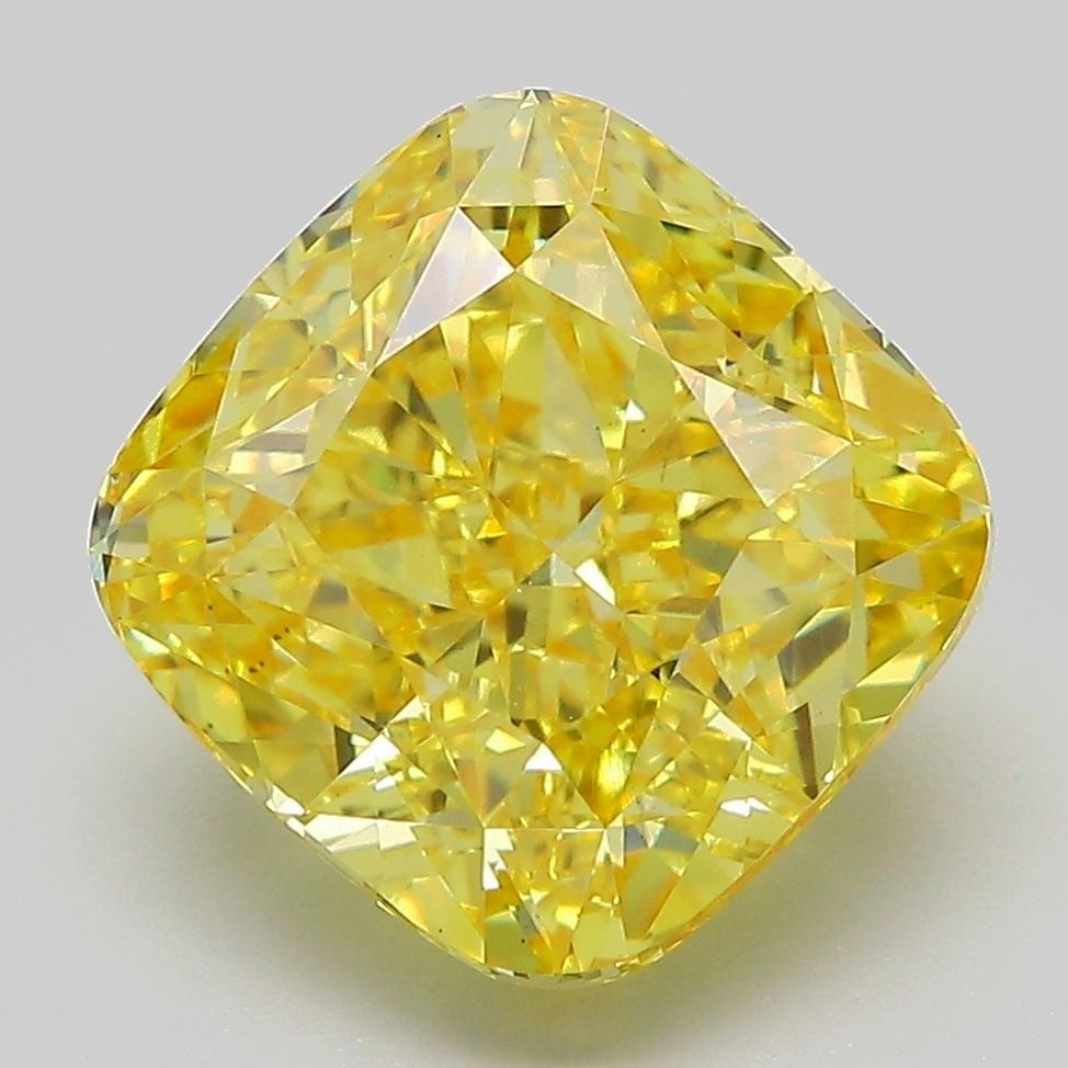 Loose Diamond - CUSHION MODIFIED 6.0ct Fancy Vivid Yellow VS1: Loose Diamond - CUSHION MODIFIED 6.0ct Fancy Vivid Yellow VS1 Source: This is a real non-mined Diamond that has been grown in a lab Shape: CUSHION MODIFIED Carats: 6.0 Color: Fancy Vivid Yellow Certif