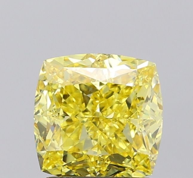 Loose Diamond - CUSHION MODIFIED 2.01ct Fancy Vivid Yellow VS2: Loose Diamond - CUSHION MODIFIED 2.01ct Fancy Vivid Yellow VS2 Source: This is a real non-mined Diamond that has been grown in a lab Shape: CUSHION MODIFIED Carats: 2.01 Color: Fancy Vivid Yellow Cert