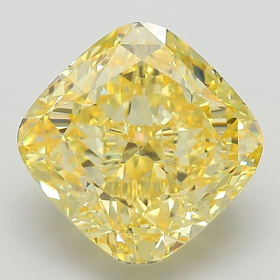 Loose Diamond - CUSHION MODIFIED 5.33ct Fancy Intense Yellow VVS2: Loose Diamond - CUSHION MODIFIED 5.33ct Fancy Intense Yellow VVS2 Source: This is a real non-mined Diamond that has been grown in a lab Shape: CUSHION MODIFIED Carats: 5.33 Color: Fancy Intense Yellow