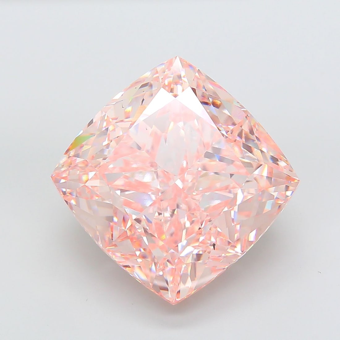 Loose Diamond - CUSHION MODIFIED 65.46ct Fancy Pink VS2: Loose Diamond - CUSHION MODIFIED 65.46ct Fancy Pink VS2 Source: This is a real non-mined Diamond that has been grown in a lab Shape: CUSHION MODIFIED Carats: 65.46 Color: Fancy Pink Certification: IGI