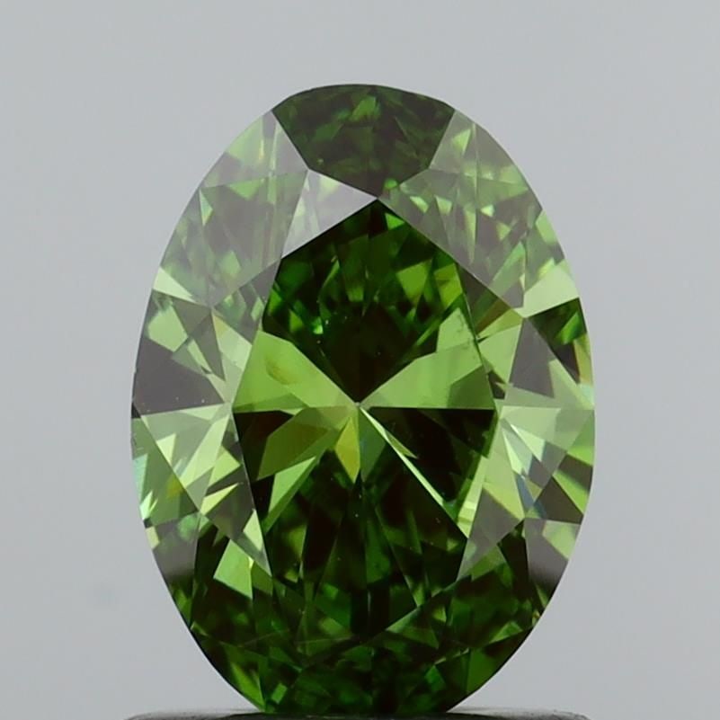Loose Diamond - OVAL 0.9ct Fancy Vivid Green VS1: Loose Diamond - OVAL 0.9ct Fancy Vivid Green VS1 Source: This is a real non-mined Diamond that has been grown in a lab Shape: OVAL Carats: 0.9 Color: Fancy Vivid Green Certification: IGI The Diamond D