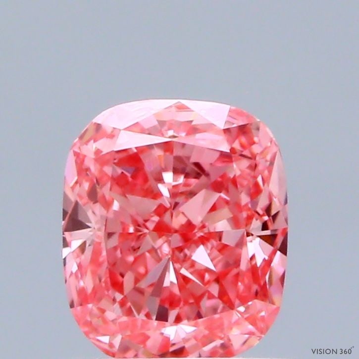 Loose Diamond - CUSHION MODIFIED 1.01ct Fancy Vivid Pink VS1: Loose Diamond - CUSHION MODIFIED 1.01ct Fancy Vivid Pink VS1 Source: This is a real non-mined Diamond that has been grown in a lab Shape: CUSHION MODIFIED Carats: 1.01 Color: Fancy Vivid Pink Certific