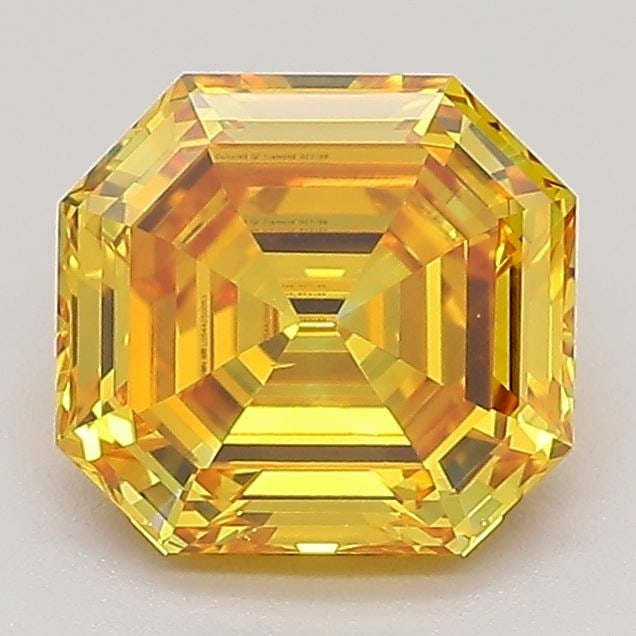 Loose Diamond - EMERALD 1.57ct Fancy Vivid Orangey Yellow VS1: Loose Diamond - EMERALD 1.57ct Fancy Vivid Orangey Yellow VS1 Source: This is a real non-mined Diamond that has been grown in a lab Shape: EMERALD Carats: 1.57 Color: Fancy Vivid Orangey Yellow Certif