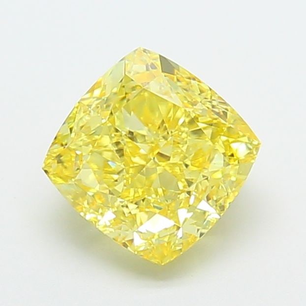 Loose Diamond - CUSHION MODIFIED 2.5ct Fancy Vivid Yellow VVS2: Loose Diamond - CUSHION MODIFIED 2.5ct Fancy Vivid Yellow VVS2 Source: This is a real non-mined Diamond that has been grown in a lab Shape: CUSHION MODIFIED Carats: 2.5 Color: Fancy Vivid Yellow Certi