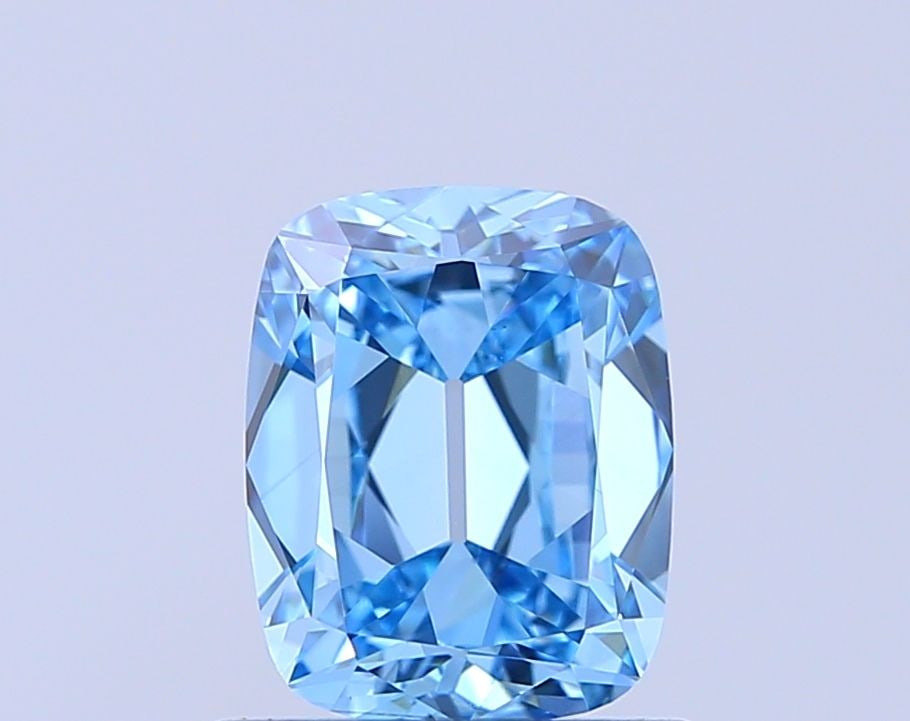 Loose Diamond - CUSHION BRILLIANT 1.01ct Fancy Vivid Blue VS1: Loose Diamond - CUSHION BRILLIANT 1.01ct Fancy Vivid Blue VS1 Source: This is a real non-mined Diamond that has been grown in a lab Shape: CUSHION BRILLIANT Carats: 1.01 Color: Fancy Vivid Blue Certif