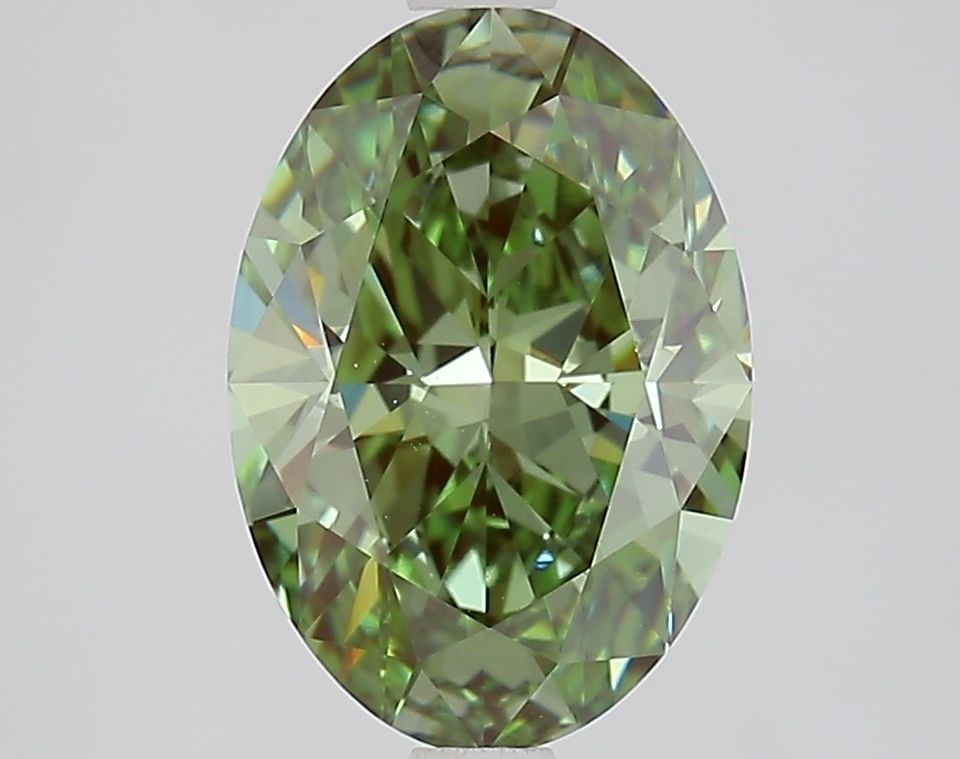 Loose Diamond - OVAL 2.27ct Fancy Vivid Green VVS2: Loose Diamond - OVAL 2.27ct Fancy Vivid Green VVS2 Source: This is a real non-mined Diamond that has been grown in a lab Shape: OVAL Carats: 2.27 Color: Fancy Vivid Green Certification: IGI Video: