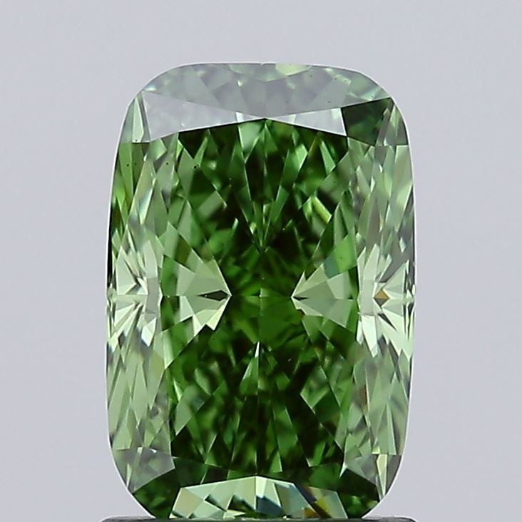 Loose Diamond - CUSHION MODIFIED 1.54ct Fancy Vivid Green VS1: Loose Diamond - CUSHION MODIFIED 1.54ct Fancy Vivid Green VS1 Source: This is a real non-mined Diamond that has been grown in a lab Shape: CUSHION MODIFIED Carats: 1.54 Color: Fancy Vivid Green Certif