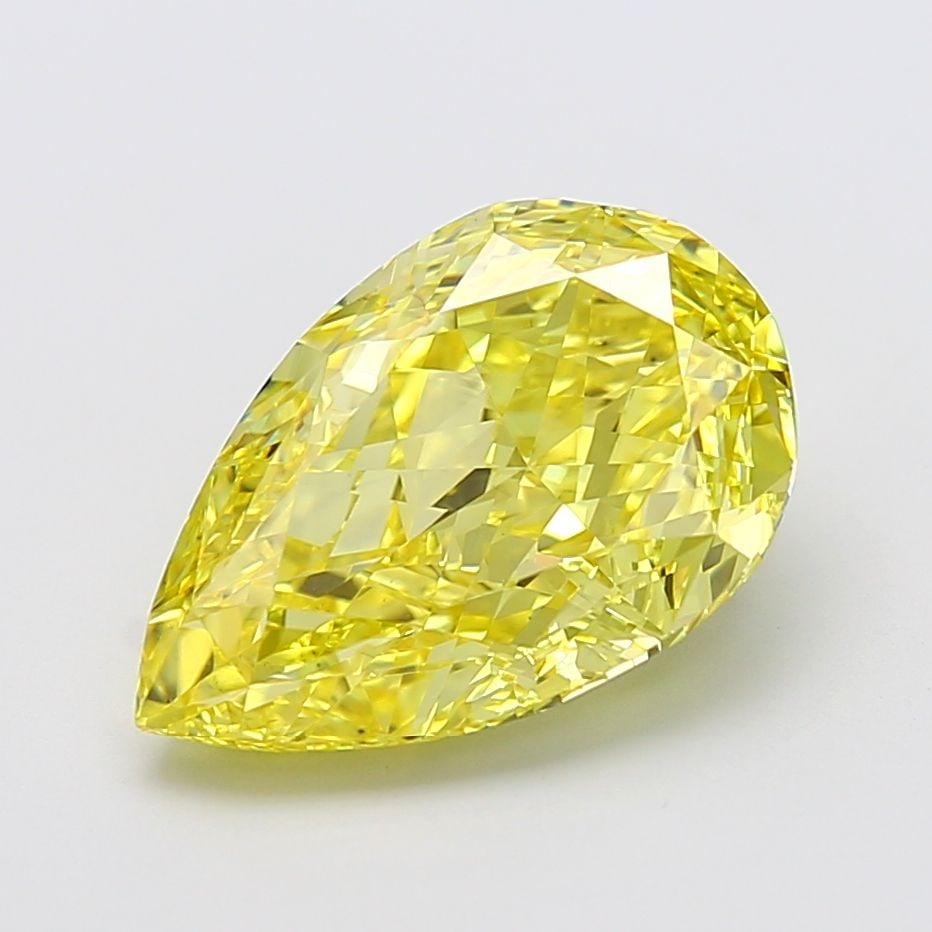 Loose Diamond - PEAR 7.55ct Fancy Vivid Yellow VS1: Loose Diamond - PEAR 7.55ct Fancy Vivid Yellow VS1 Source: This is a real non-mined Diamond that has been grown in a lab Shape: PEAR Carats: 7.55 Color: Fancy Vivid Yellow Certification: IGI Video: