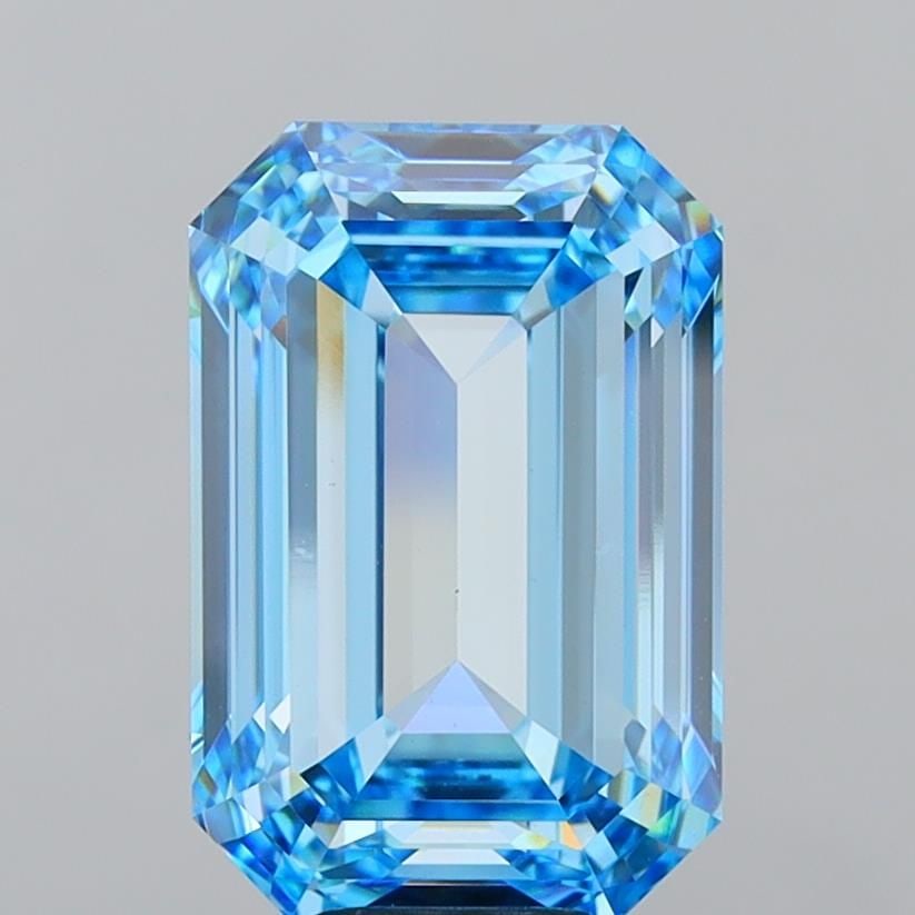 Loose Diamond - EMERALD 10.1ct Fancy Vivid Blue VS1: Loose Diamond - EMERALD 10.1ct Fancy Vivid Blue VS1 Source: This is a real non-mined Diamond that has been grown in a lab Shape: EMERALD Carats: 10.1 Color: Fancy Vivid Blue Certification: IGI Video: