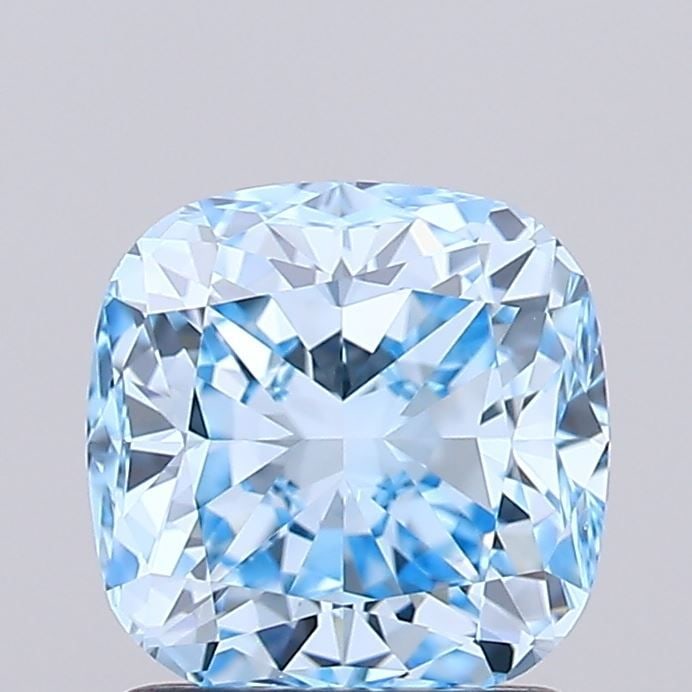 Loose Diamond - CUSHION MODIFIED 1.5ct Fancy Vivid Blue VVS1: Loose Diamond - CUSHION MODIFIED 1.5ct Fancy Vivid Blue VVS1 Source: This is a real non-mined Diamond that has been grown in a lab Shape: CUSHION MODIFIED Carats: 1.5 Color: Fancy Vivid Blue Certifica