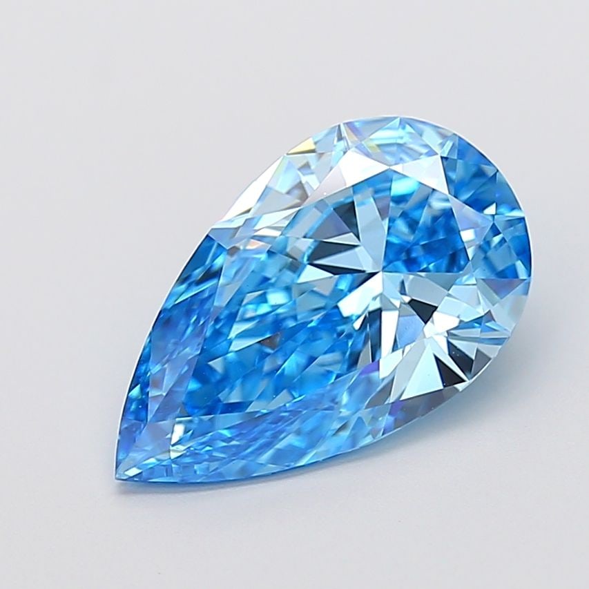 Loose Diamond - PEAR 4.03ct Fancy Vivid Blue VVS2: Loose Diamond - PEAR 4.03ct Fancy Vivid Blue VVS2 Source: This is a real non-mined Diamond that has been grown in a lab Shape: PEAR Carats: 4.03 Color: Fancy Vivid Blue Certification: IGI Video: