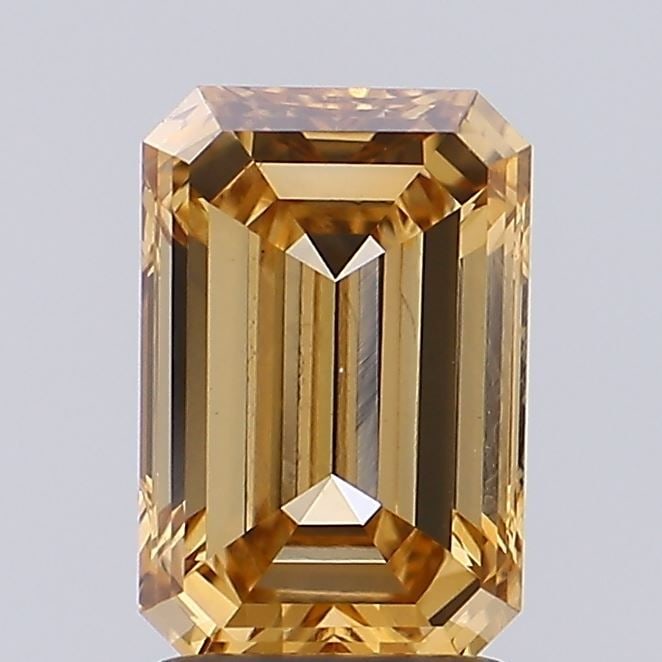 Loose Diamond - EMERALD 1.77ct Fancy Brownish Yellow VS1: Loose Diamond - EMERALD 1.77ct Fancy Brownish Yellow VS1 Source: This is a real non-mined Diamond that has been grown in a lab Shape: EMERALD Carats: 1.77 Color: Fancy Brownish Yellow Certification: I