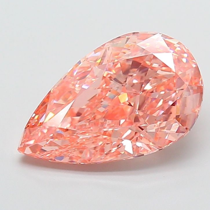 Loose Diamond - PEAR 5.83ct Fancy Vivid Orangey Pink VS1: Loose Diamond - PEAR 5.83ct Fancy Vivid Orangey Pink VS1 Source: This is a real non-mined Diamond that has been grown in a lab Shape: PEAR Carats: 5.83 Color: Fancy Vivid Orangey Pink Certification: I