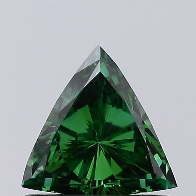 Loose Diamond - TRIANGULAR 0.5ct Fancy Vivid Green VS2: Loose Diamond - TRIANGULAR 0.5ct Fancy Vivid Green VS2 Source: This is a real non-mined Diamond that has been grown in a lab Shape: TRIANGULAR Carats: 0.5 Color: Fancy Vivid Green Certification: NONE 