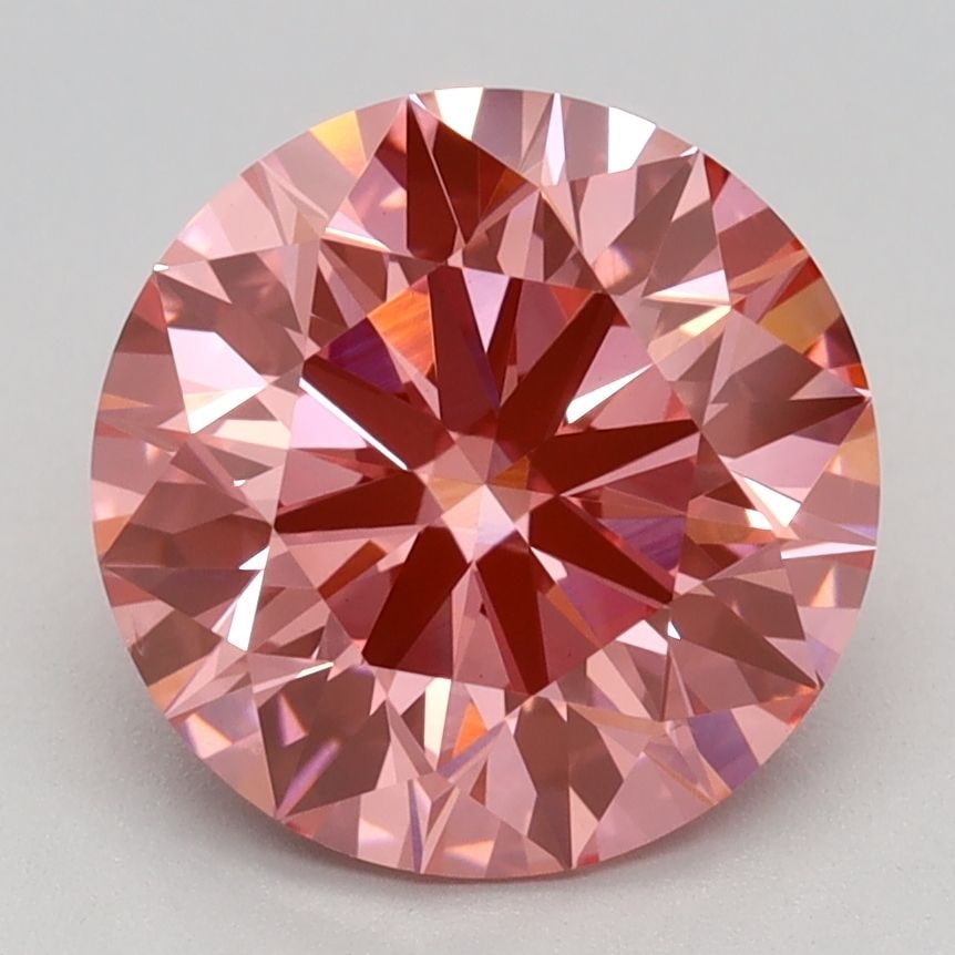 Ideal Loose Diamond - ROUND 2.59ct Fancy Vivid Pink VS1: Ideal Loose Diamond - ROUND 2.59ct Fancy Vivid Pink VS1 Source: This is a real non-mined Diamond that has been grown in a lab Shape: ROUND Carats: 2.59 Color: Fancy Vivid Pink Certification: IGI Video