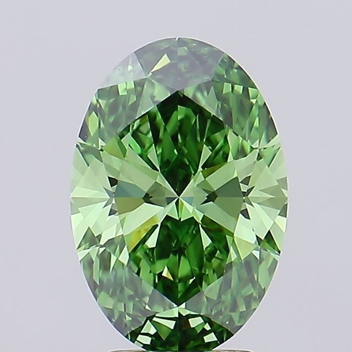 Loose Diamond - OVAL 3.05ct Fancy Vivid Green VVS2: Loose Diamond - OVAL 3.05ct Fancy Vivid Green VVS2 Source: This is a real non-mined Diamond that has been grown in a lab Shape: OVAL Carats: 3.05 Color: Fancy Vivid Green Certification: IGI Video: