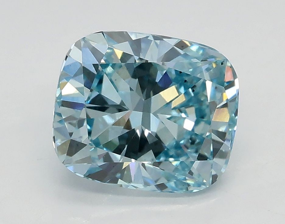 Loose Diamond - CUSHION BRILLIANT 2.02ct Fancy Intense Green Blue VS2: Loose Diamond - CUSHION BRILLIANT 2.02ct Fancy Intense Green Blue VS2 Source: This is a real non-mined Diamond that has been grown in a lab Shape: CUSHION BRILLIANT Carats: 2.02 Color: Fancy Intense G