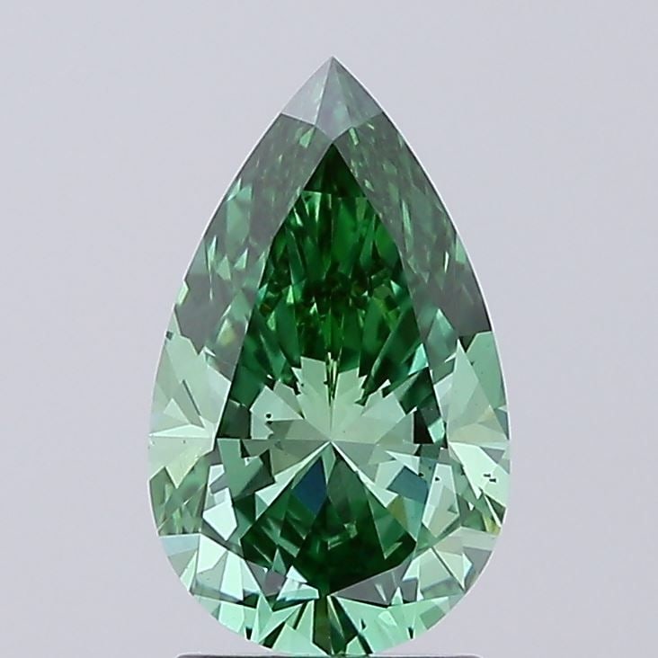 Loose Diamond - PEAR 2.05ct Fancy Vivid Green VS2: Loose Diamond - PEAR 2.05ct Fancy Vivid Green VS2 Source: This is a real non-mined Diamond that has been grown in a lab Shape: PEAR Carats: 2.05 Color: Fancy Vivid Green Certification: IGI Video: