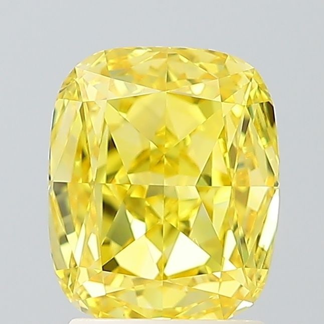 Loose Diamond - CUSHION MODIFIED 2.0ct Fancy Vivid Yellow VS2: Loose Diamond - CUSHION MODIFIED 2.0ct Fancy Vivid Yellow VS2 Source: This is a real non-mined Diamond that has been grown in a lab Shape: CUSHION MODIFIED Carats: 2.0 Color: Fancy Vivid Yellow Certif