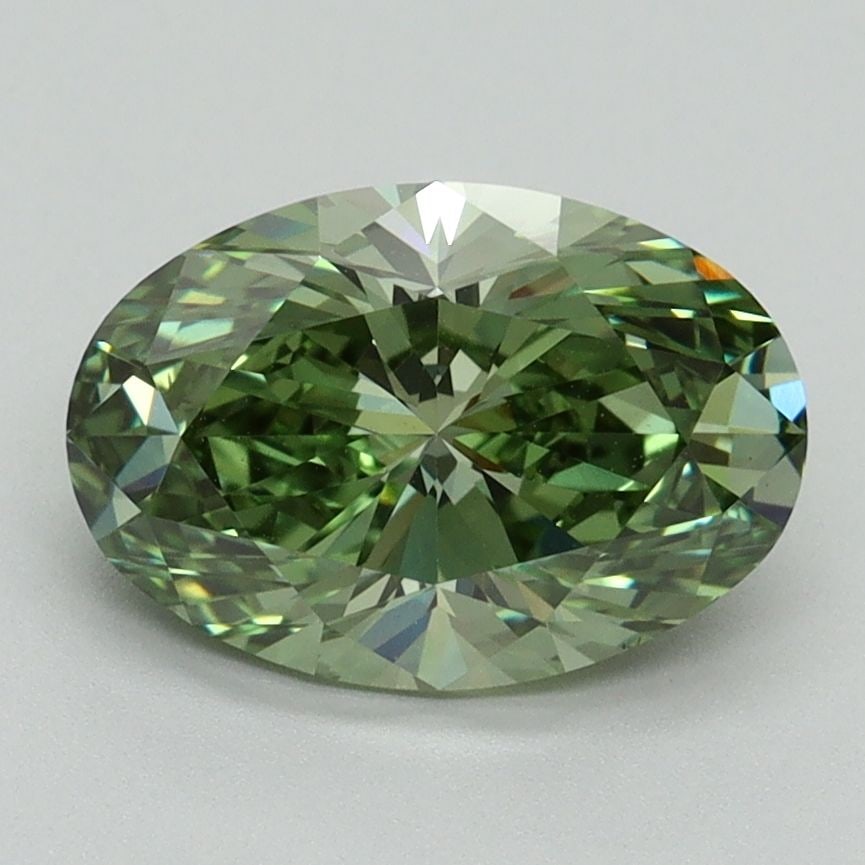 Loose Diamond - OVAL 2.0ct Fancy Vivid Green VS1: Loose Diamond - OVAL 2.0ct Fancy Vivid Green VS1 Source: This is a real non-mined Diamond that has been grown in a lab Shape: OVAL Carats: 2.0 Color: Fancy Vivid Green Certification: IGI Video: