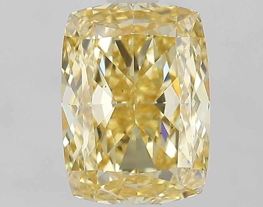 Loose Diamond - CUSHION MODIFIED 1.82ct Fancy Intense Yellow VS2: Loose Diamond - CUSHION MODIFIED 1.82ct Fancy Intense Yellow VS2 Source: This is a real non-mined Diamond that has been grown in a lab Shape: CUSHION MODIFIED Carats: 1.82 Color: Fancy Intense Yellow 