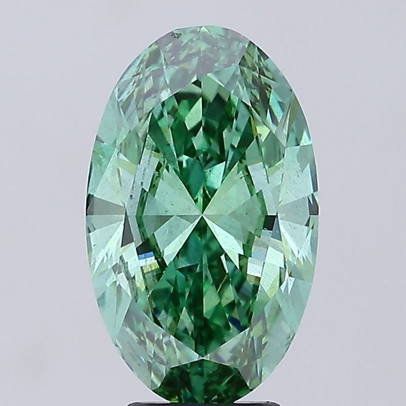 Loose Diamond - OVAL 4.5ct Fancy Vivid Green VS2: Loose Diamond - OVAL 4.5ct Fancy Vivid Green VS2 Source: This is a real non-mined Diamond that has been grown in a lab Shape: OVAL Carats: 4.5 Color: Fancy Vivid Green Certification: IGI Video: