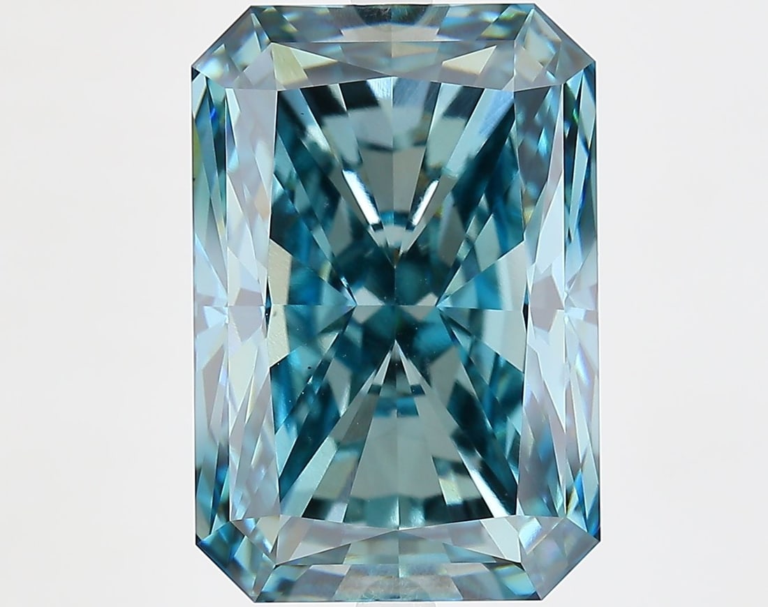 Loose Diamond - RADIANT 10.3ct Fancy Vivid Green Blue VS1: Loose Diamond - RADIANT 10.3ct Fancy Vivid Green Blue VS1 Source: This is a real non-mined Diamond that has been grown in a lab Shape: RADIANT Carats: 10.3 Color: Fancy Vivid Green Blue Certification: