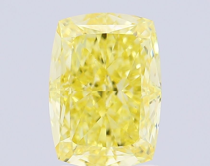 Loose Diamond - CUSHION MODIFIED 2.56ct Fancy Vivid Yellow VVS2: Loose Diamond - CUSHION MODIFIED 2.56ct Fancy Vivid Yellow VVS2 Source: This is a real non-mined Diamond that has been grown in a lab Shape: CUSHION MODIFIED Carats: 2.56 Color: Fancy Vivid Yellow Cer