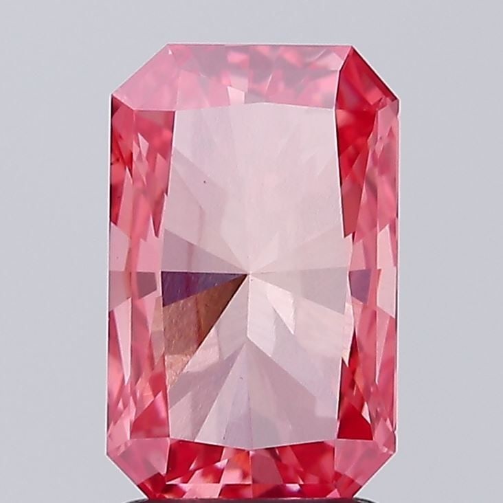 Loose Diamond - RADIANT 2.12ct Fancy Vivid Pink VS1: Loose Diamond - RADIANT 2.12ct Fancy Vivid Pink VS1 Source: This is a real non-mined Diamond that has been grown in a lab Shape: RADIANT Carats: 2.12 Color: Fancy Vivid Pink Certification: IGI Video: