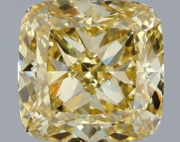 Loose Diamond - CUSHION MODIFIED 2.09ct Fancy Intense Yellow VS1: Loose Diamond - CUSHION MODIFIED 2.09ct Fancy Intense Yellow VS1 Source: This is a real non-mined Diamond that has been grown in a lab Shape: CUSHION MODIFIED Carats: 2.09 Color: Fancy Intense Yellow 