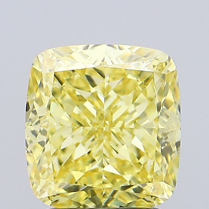 Loose Diamond - CUSHION MODIFIED 2.12ct Fancy Intense Yellow VVS2: Loose Diamond - CUSHION MODIFIED 2.12ct Fancy Intense Yellow VVS2 Source: This is a real non-mined Diamond that has been grown in a lab Shape: CUSHION MODIFIED Carats: 2.12 Color: Fancy Intense Yellow